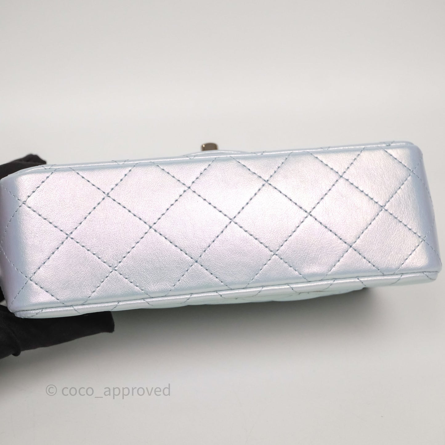 Chanel Mini Rectangular Bag Quilted Iridescent Icy Blue Silver Hardware