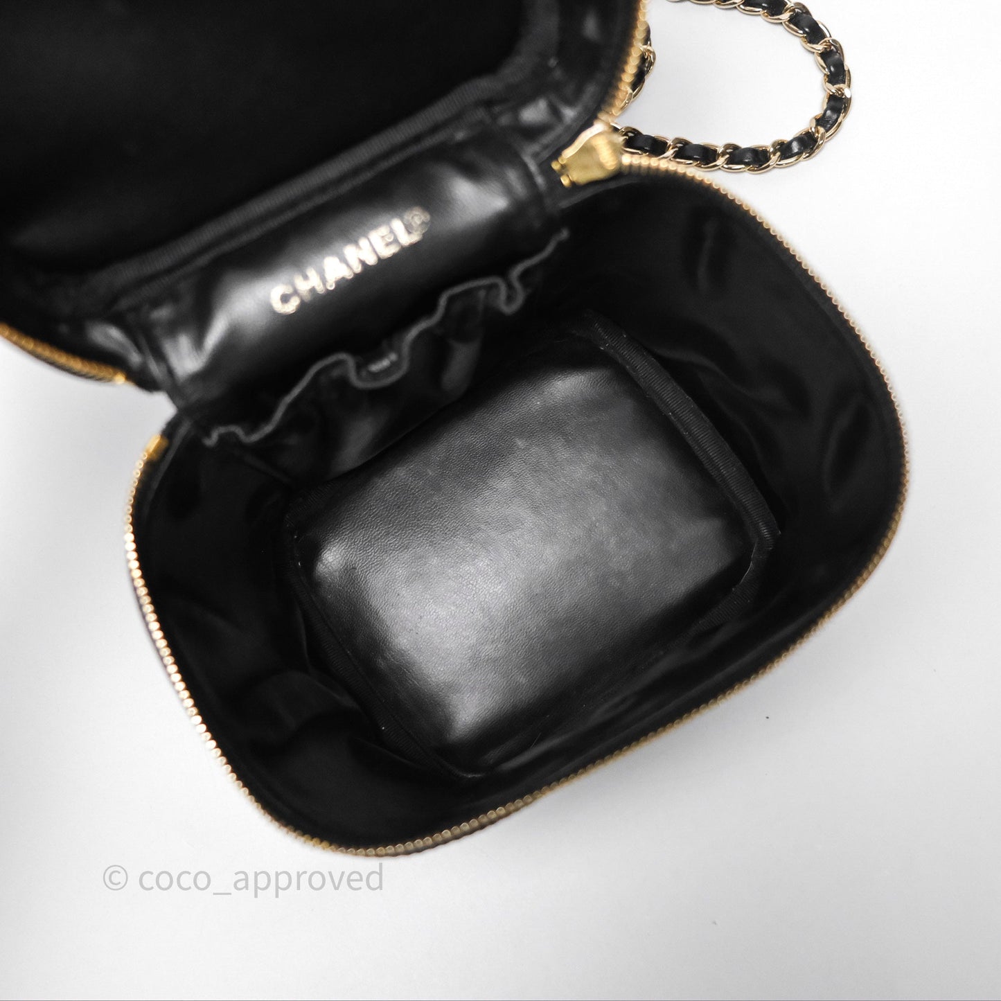 Chanel Vintage Vanity Case Black Caviar Gold Hardware