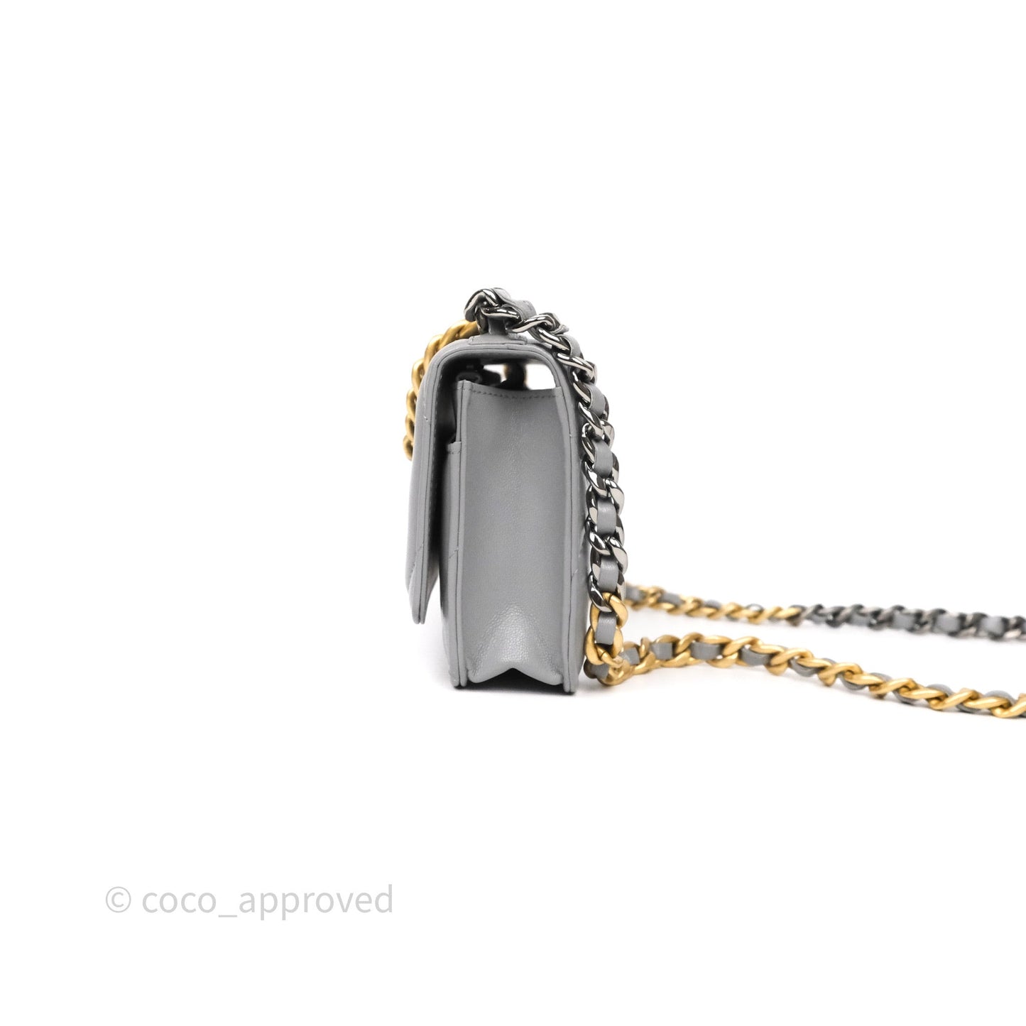 Chanel 19 Wallet on Chain WOC Grey Lambskin Mixed Hardware