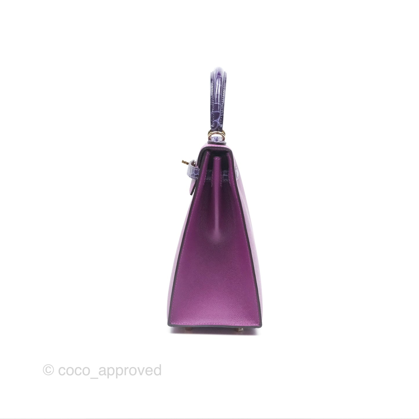 Hermès Kelly 25 Sellier Touch Anemone/ Amethyste Madame/ Croc Gold Hardware