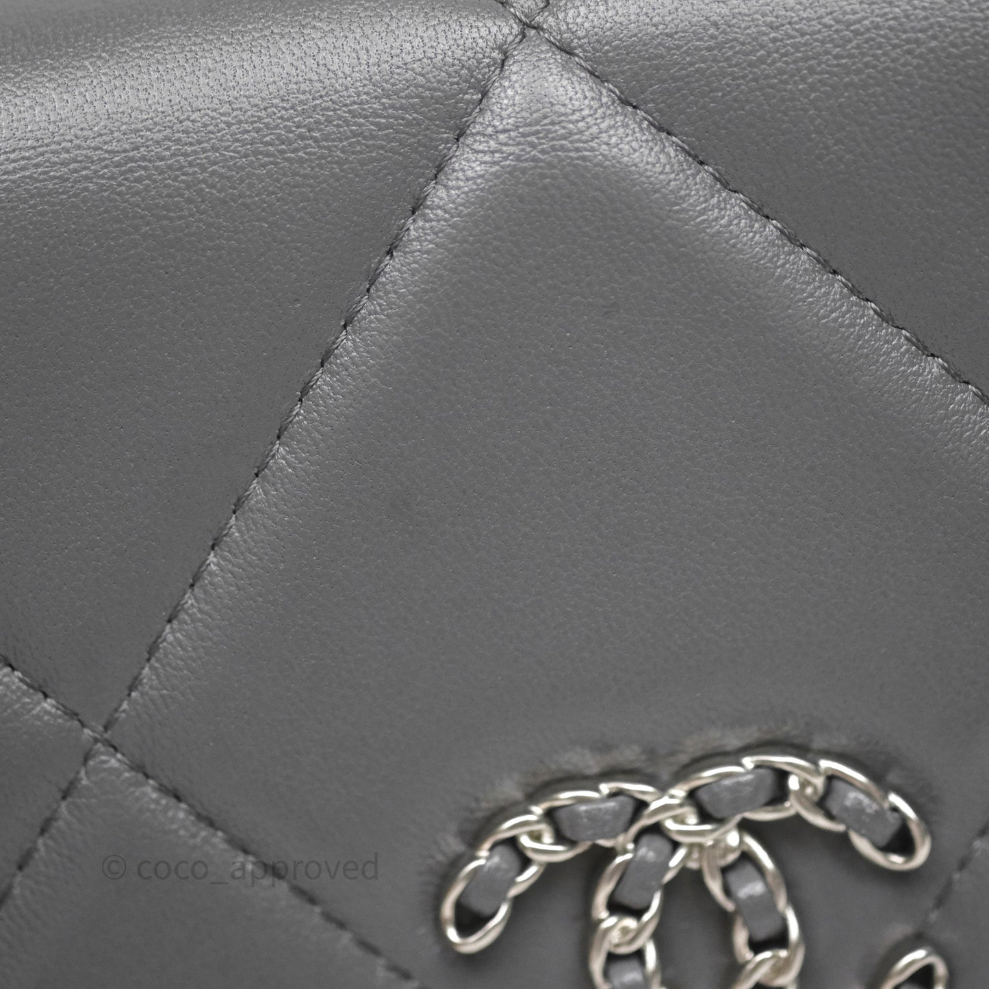 Chanel 19 Wallet on Chain WOC Grey Lambskin Mixed Hardware