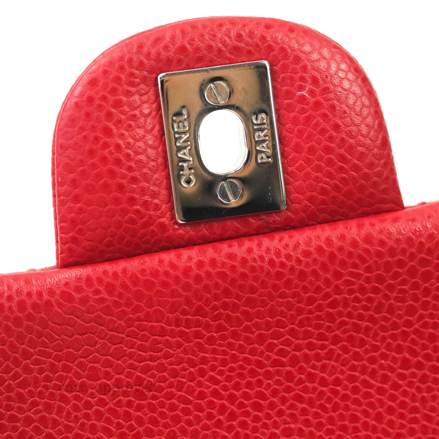 Chanel Quilted Mini Square Red Caviar Silver Hardware
