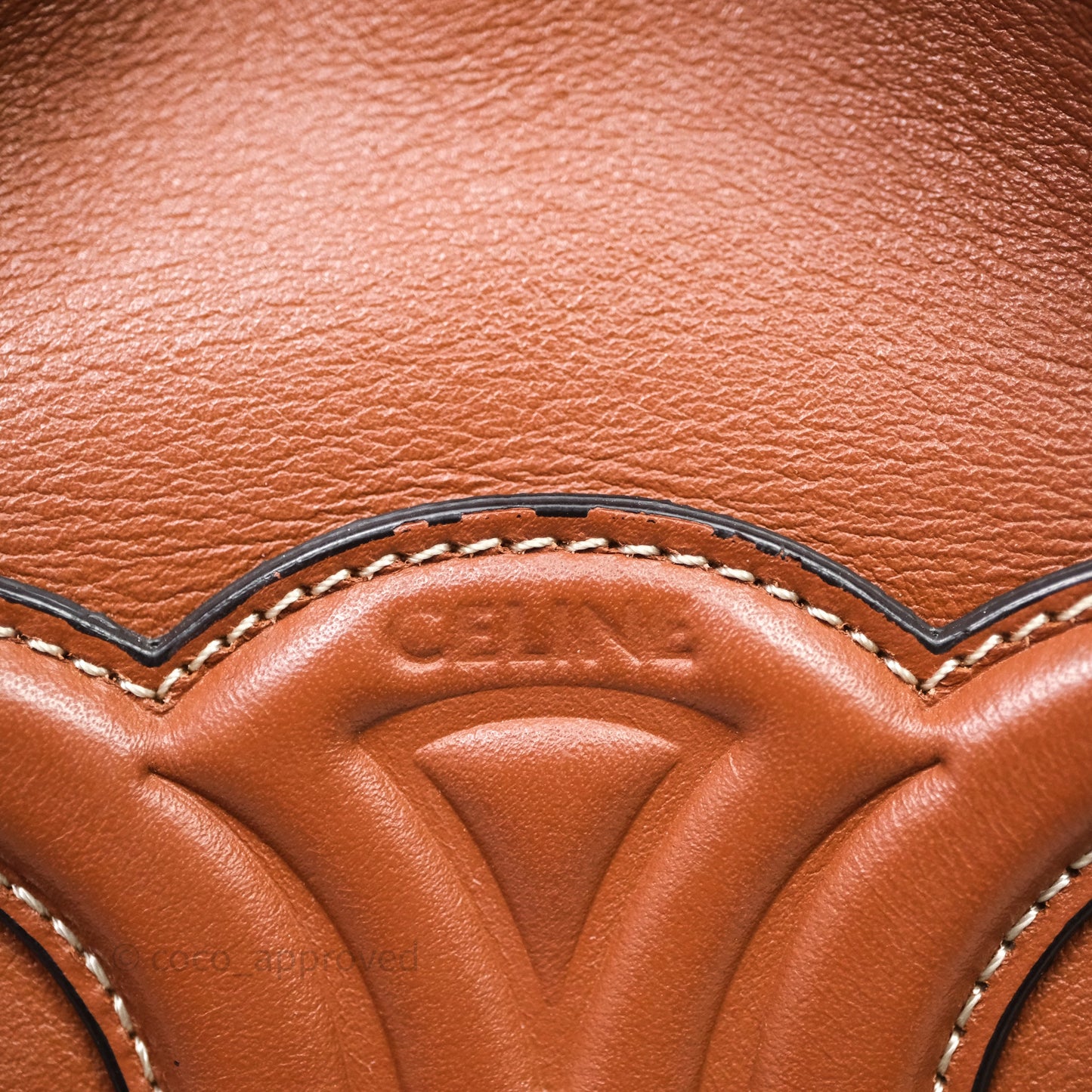 Celine Drawstring Cabas Tote Bag Triomphe in Grained Calfskin Tan