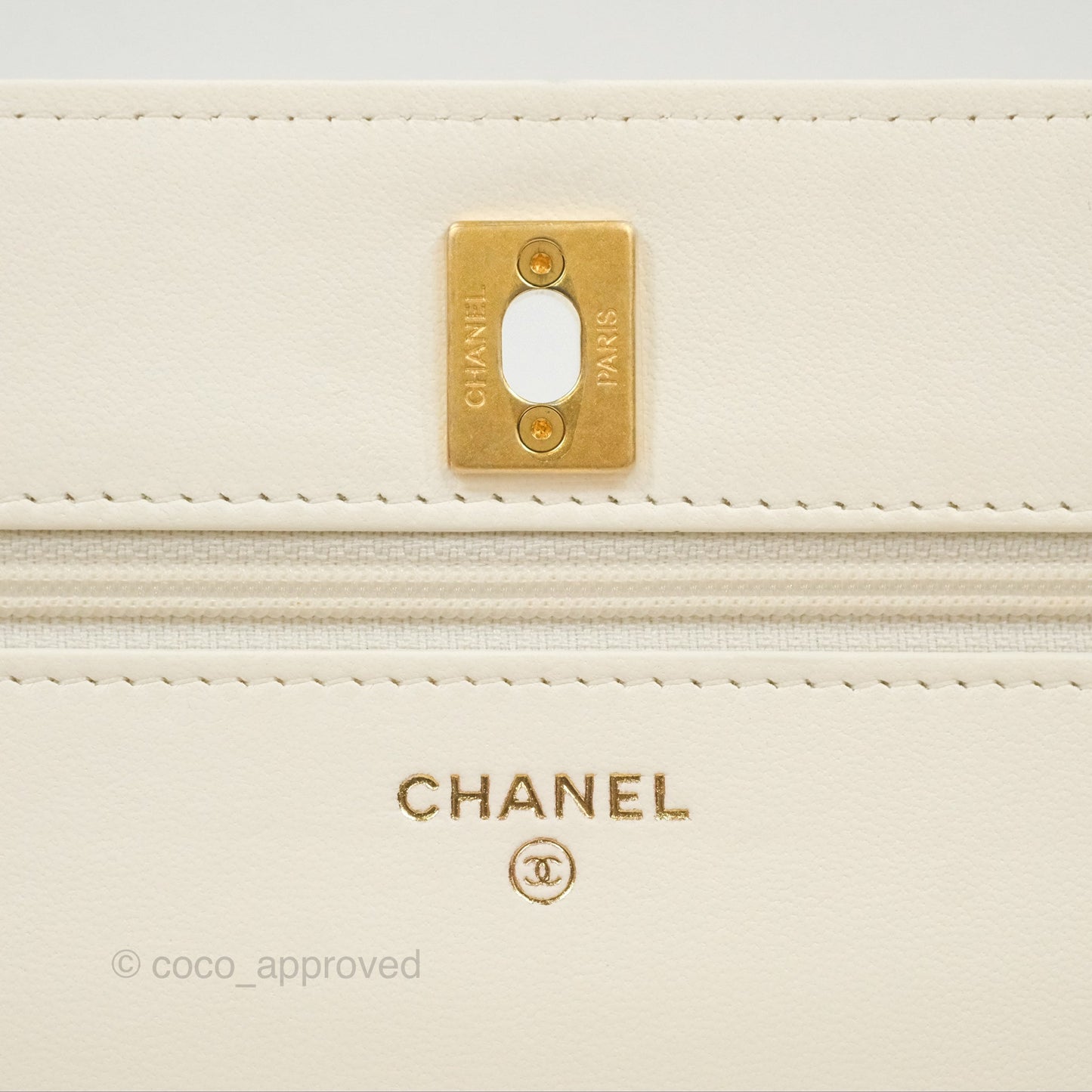 Chanel Quilted Pearl Crush Wallet on Chain WOC White Lambskin Aged Gold Hardware