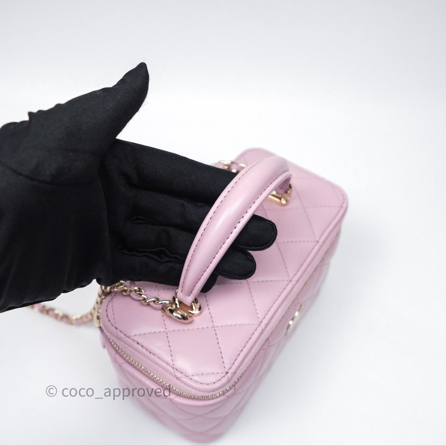 Chanel Vanity Rectangular Top Handle Lilac Lambskin Gold Hardware
