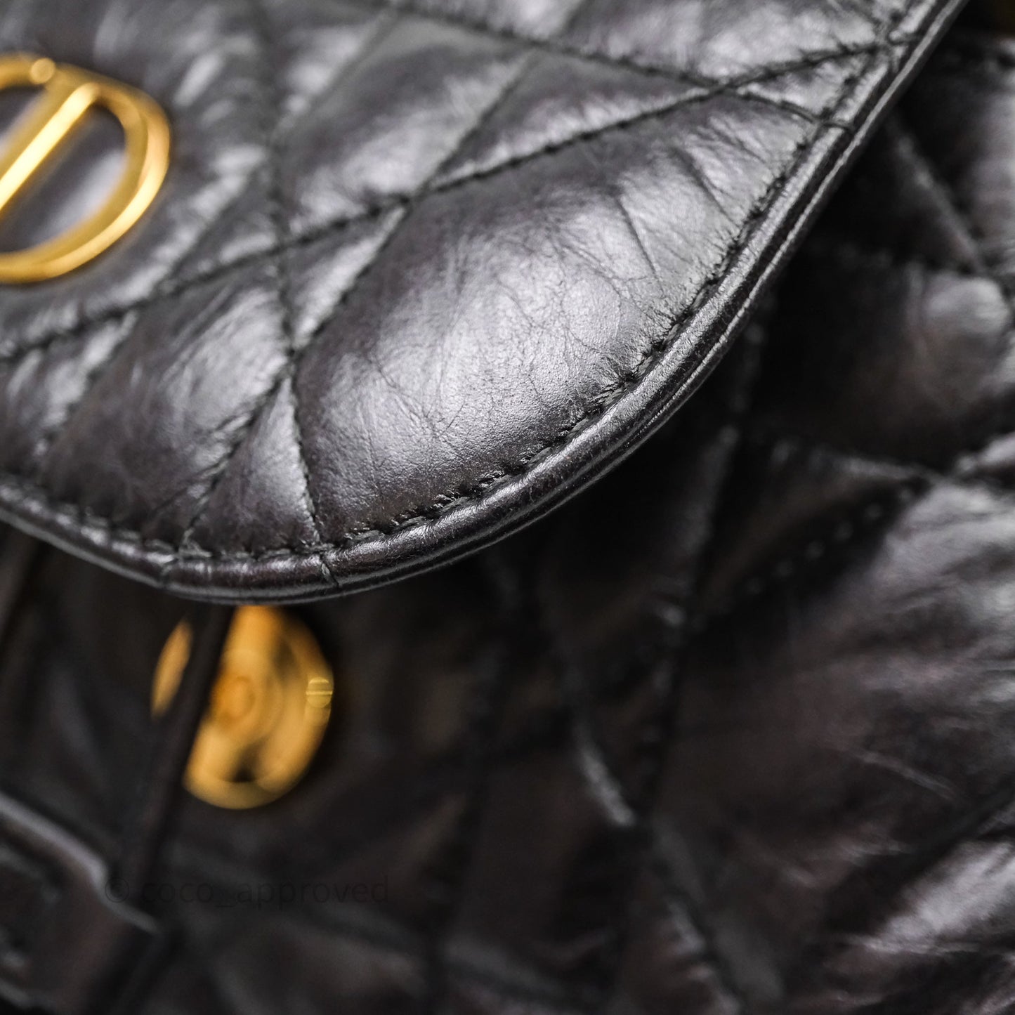 Christian Dior Medium Dior Caro Backpack Black Macrocannage Lambskin