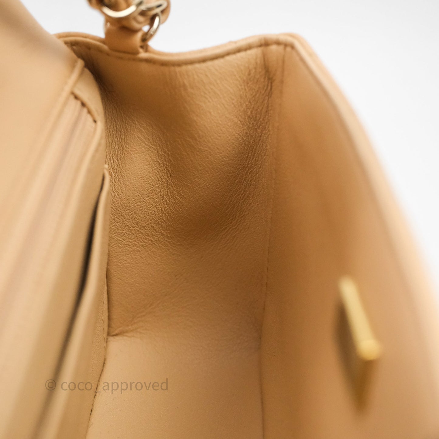 Chanel Mini Rectangular Quilted Beige Lambskin Light Gold Hardware