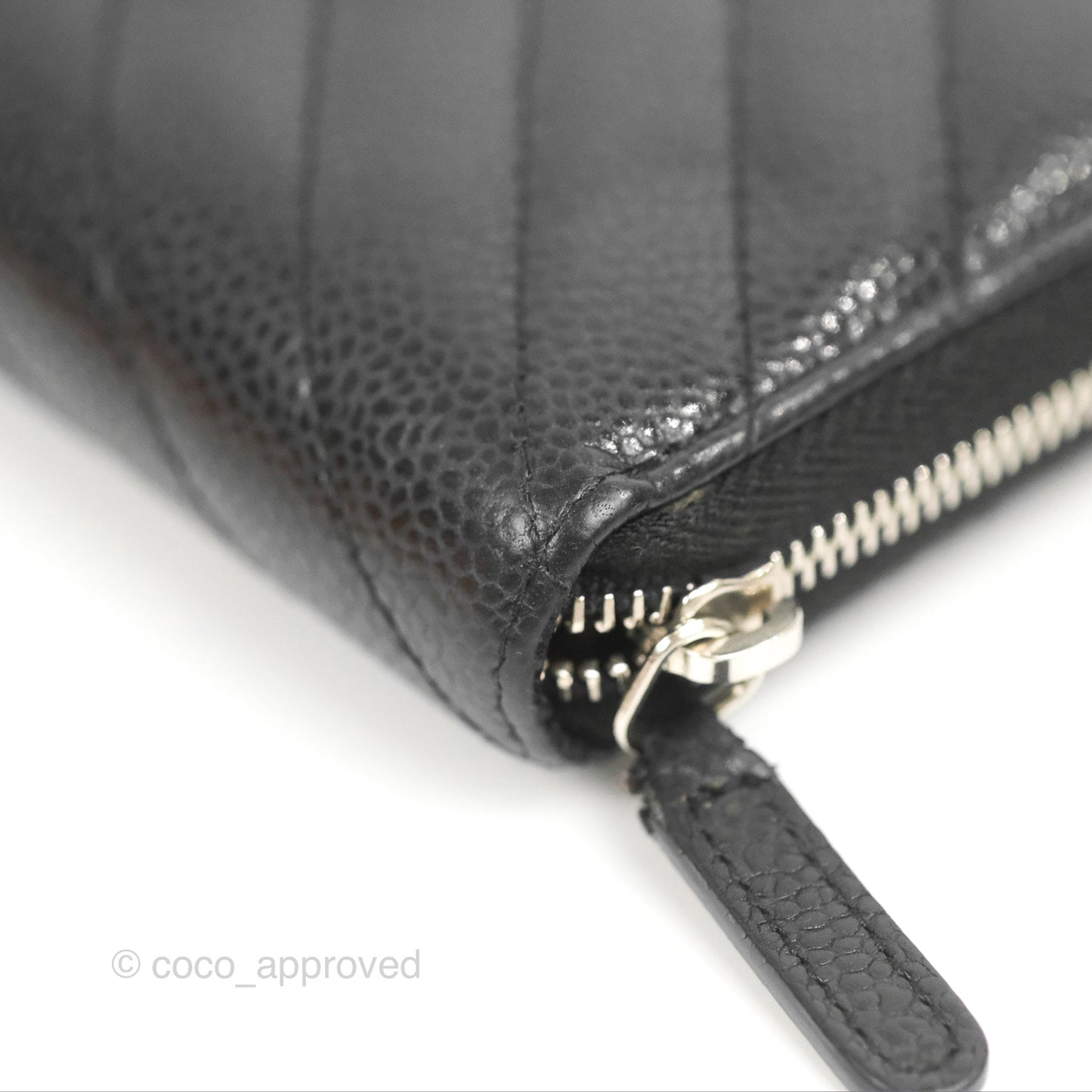 Chanel Medium Wallet Chevron Black Soft Caviar Silver Hardware