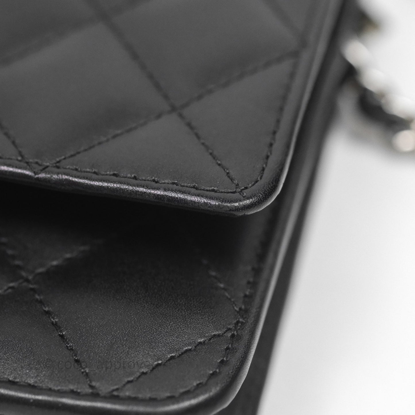 Chanel Quilted Cambon Wallet on Chain WOC Black Calfskin Silver Hardware