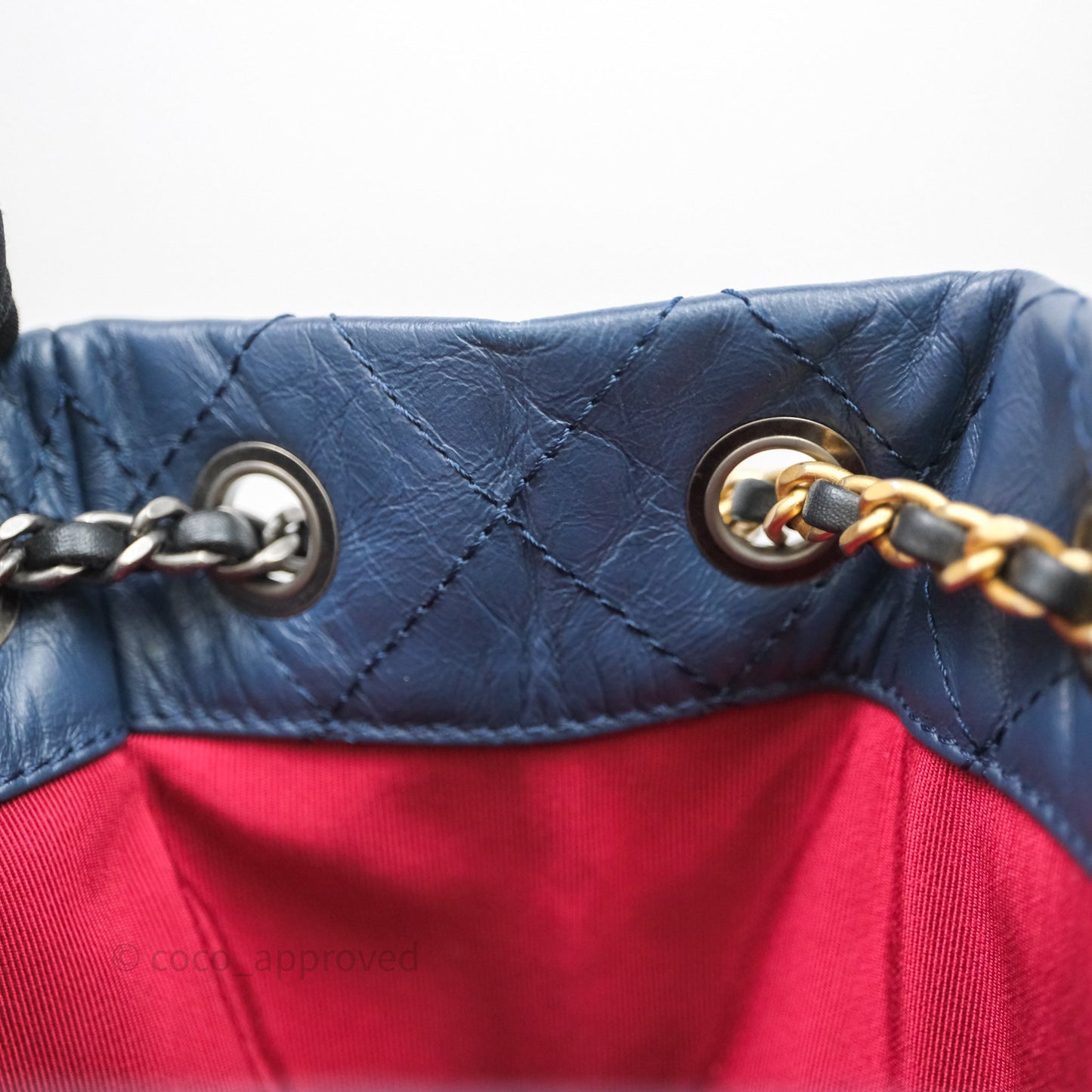 Chanel Small Gabrielle Backpack Quilted Navy Black Aged Calfskin