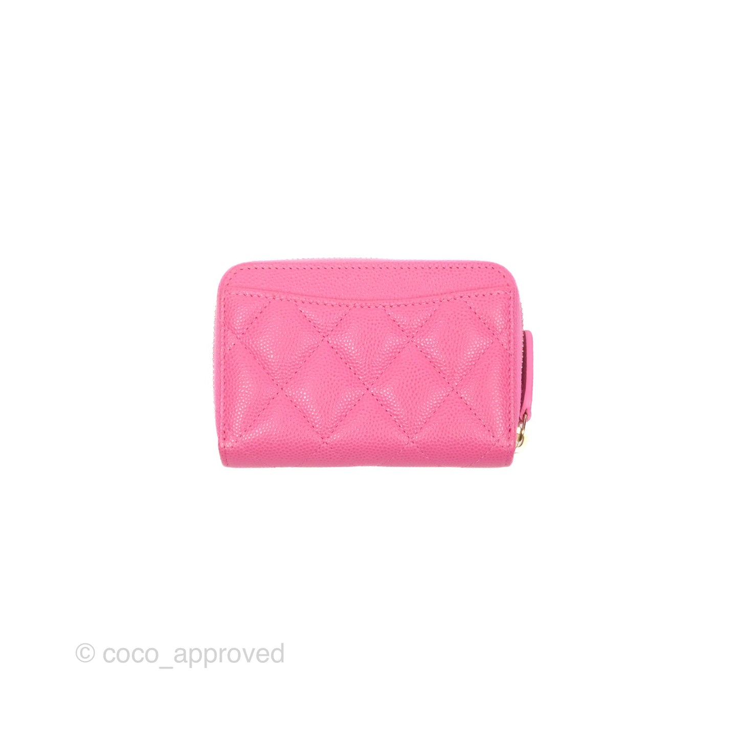 Chanel Quilted Zip Card Holder Pink Caviar Gold Hardware