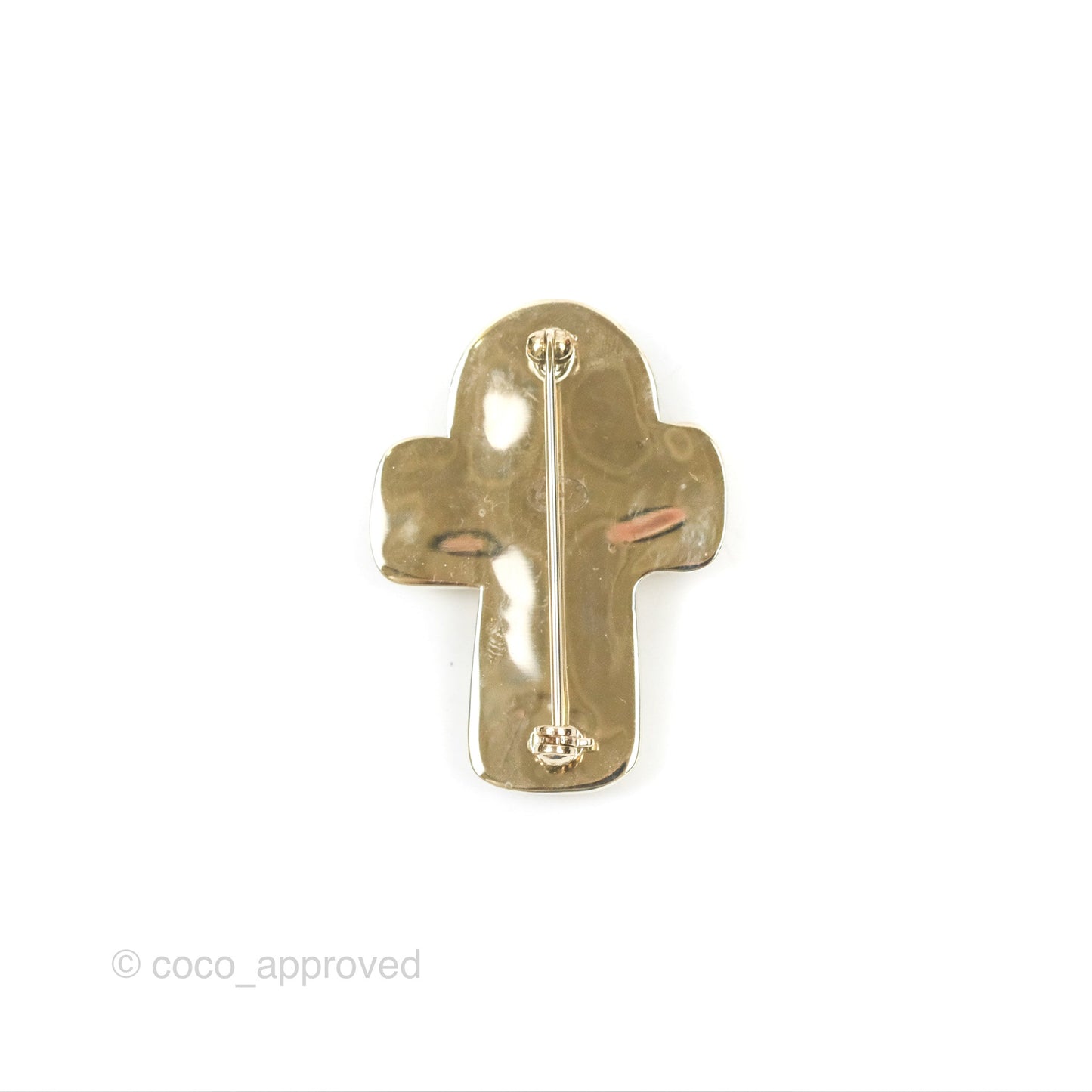 Chanel Cross Crystal CC Yellow Resin Brooch Gold Tone 19A