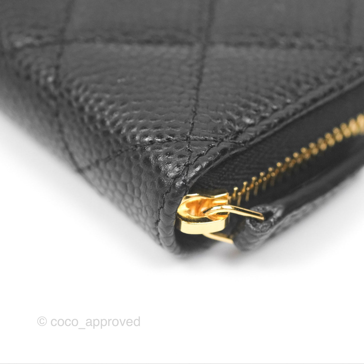 Chanel Classic Zipped Coin Purse Black Caviar Gold Hardware