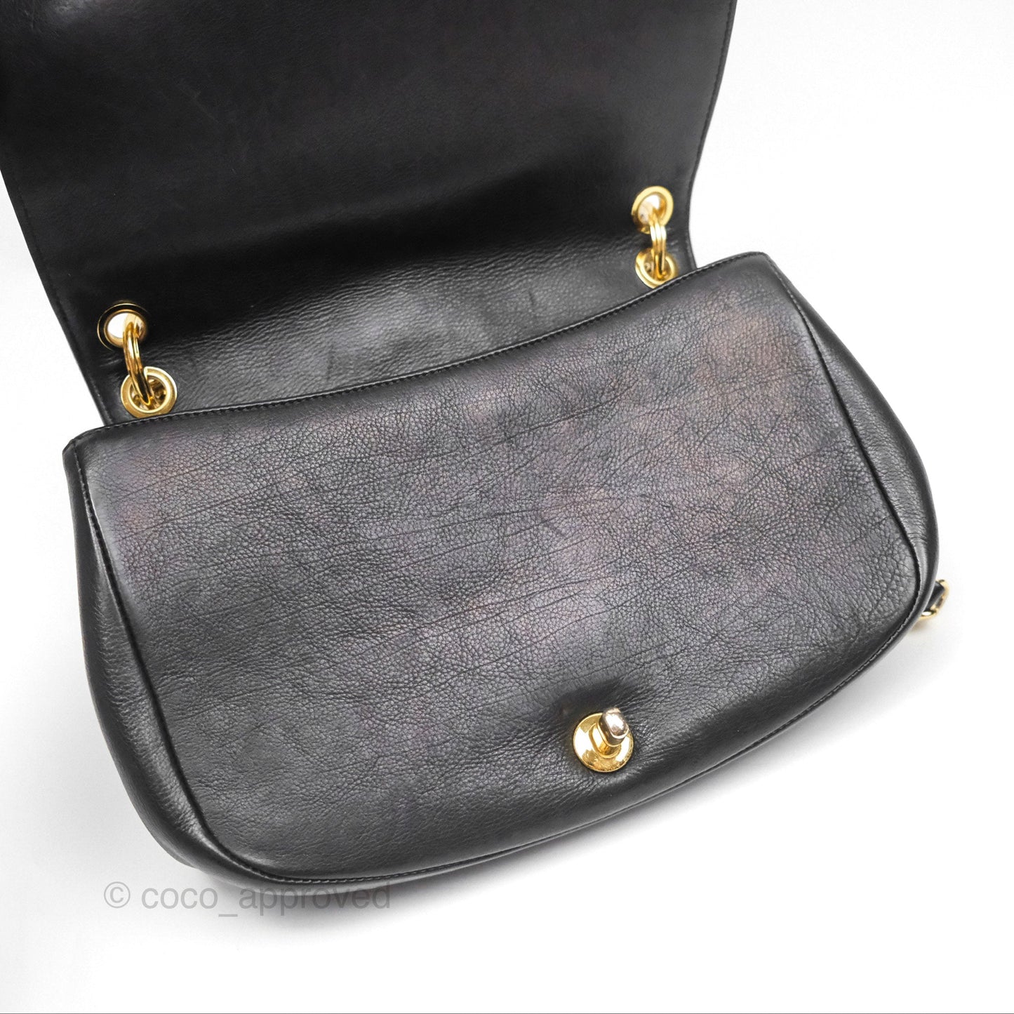 Chanel Small Underline Saddle Flap Bag Black Calfskin Gold Hardware