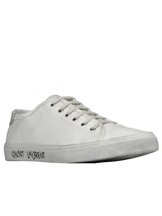 Luxury Saint Laurent Women's Malibu Canvas Low Top Sneakers White
