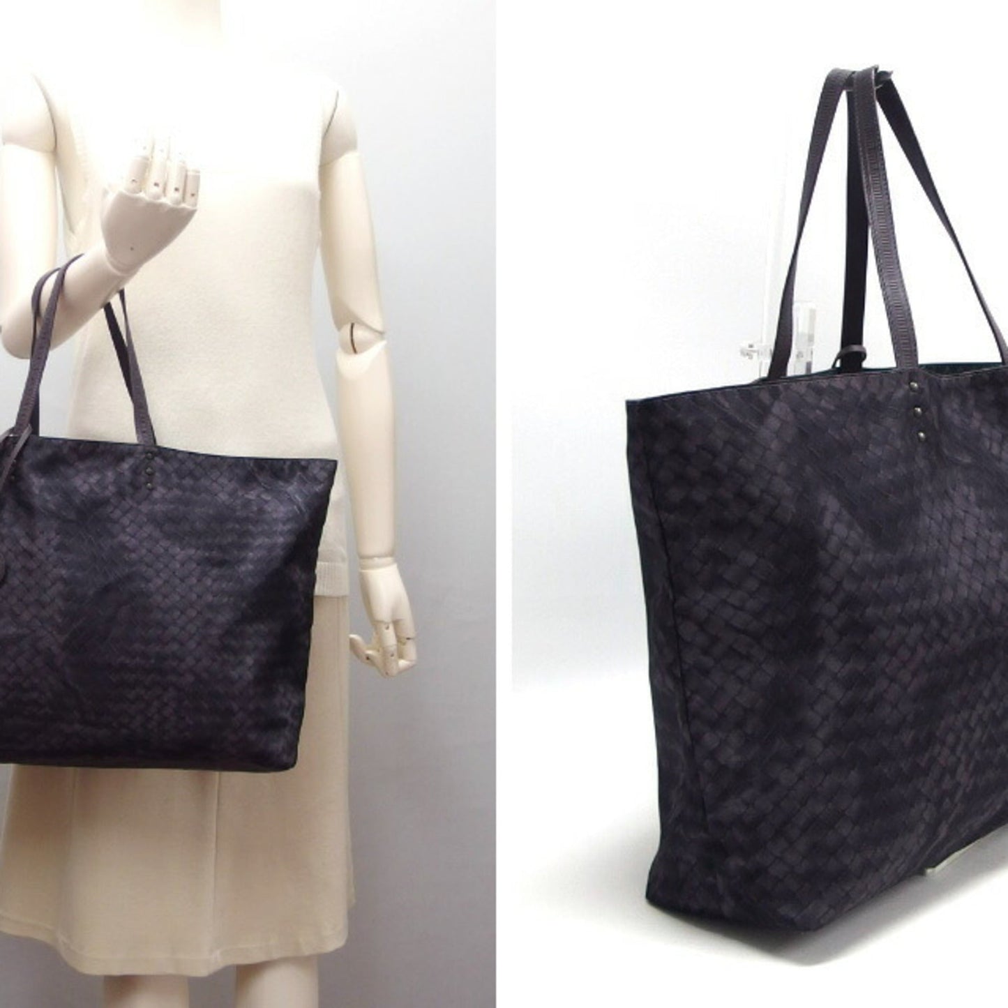 Luxury Bottega Veneta  Nylon Leather Handbag Tote Bag ()