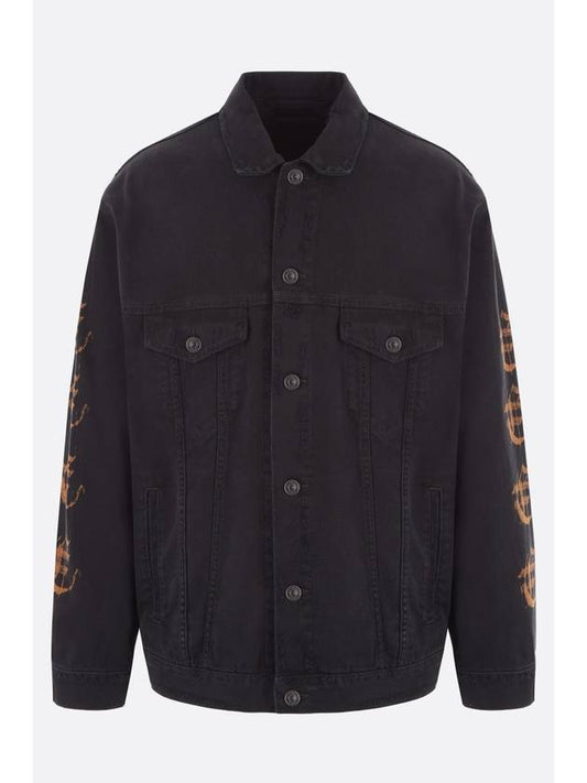 Luxury Balenciaga Peach Large Fit Denim Jacket Black