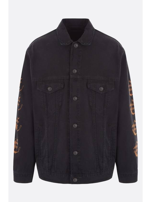 Luxury Balenciaga Peach Large Fit Denim Jacket Black