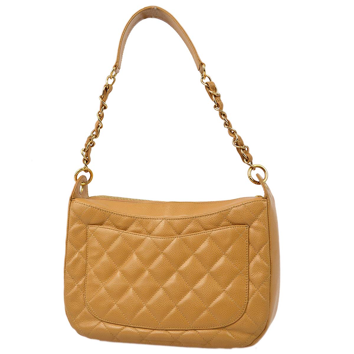 Luxury Chanel 2004-2005 Beige Caviar Skin Hobo Shoulder Bag