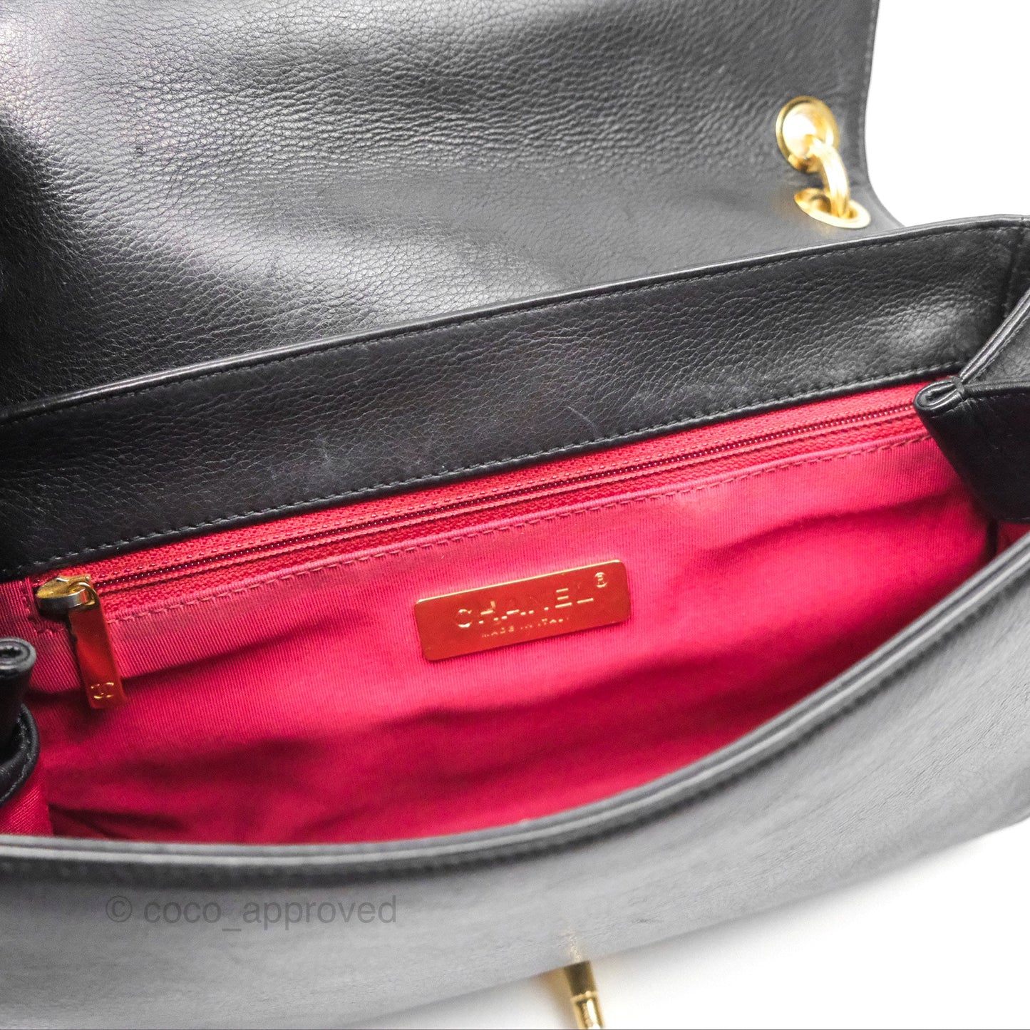 Chanel Small Underline Saddle Flap Bag Black Calfskin Gold Hardware