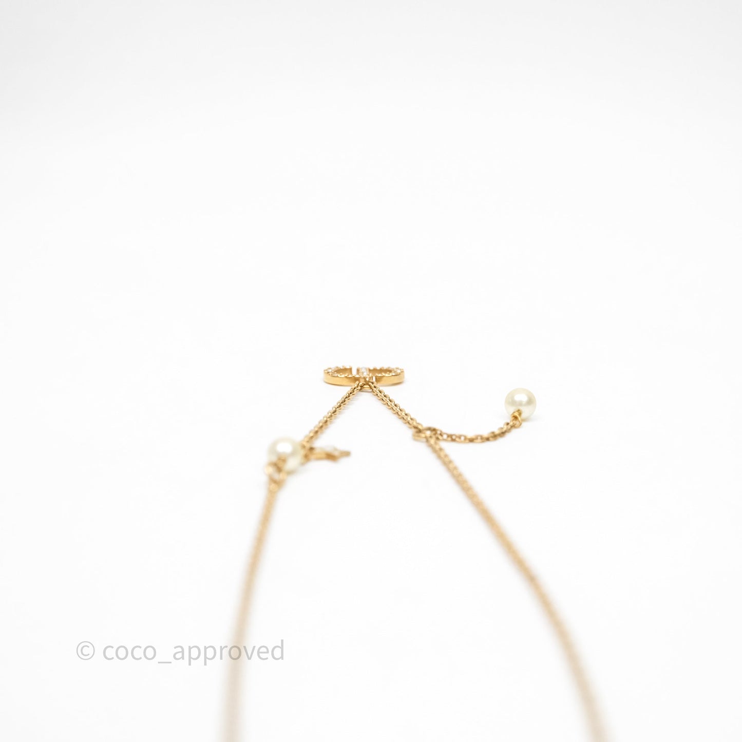 Christian Dior Petit CD Pearl Star Necklace Gold Tone