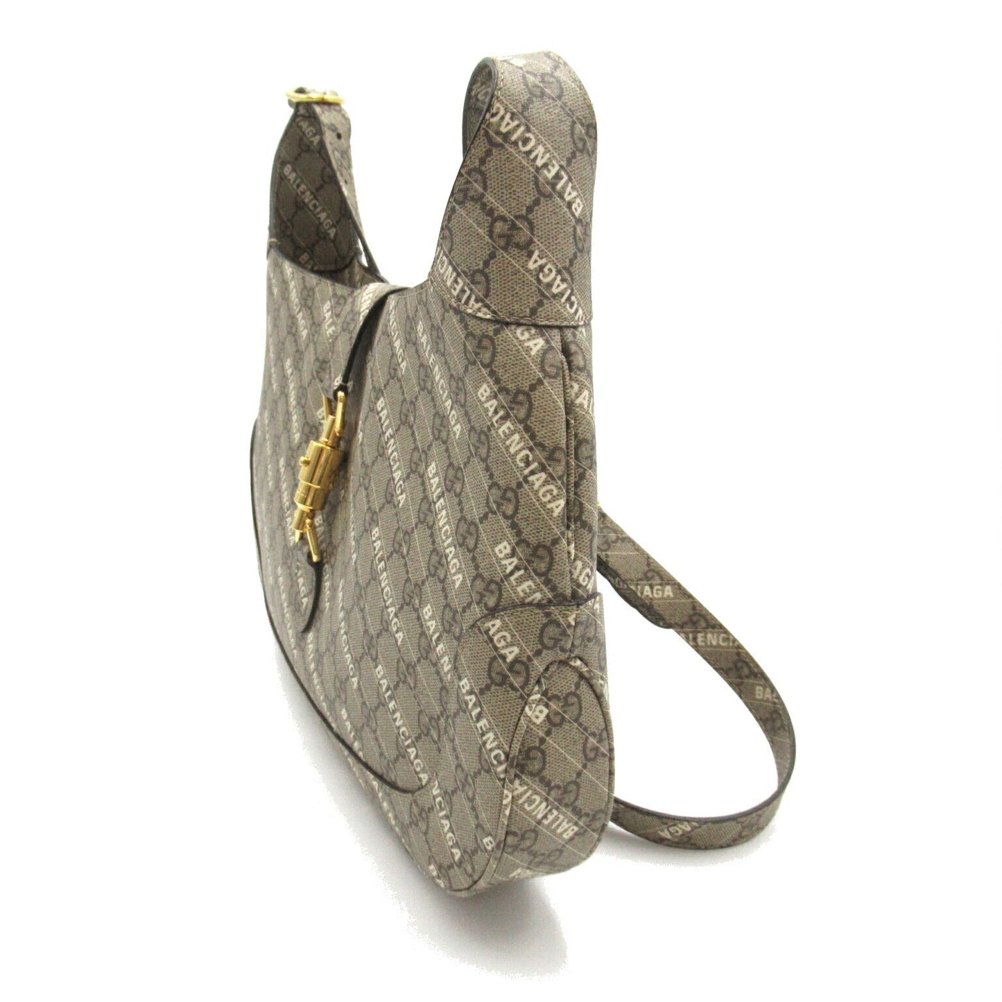 Gucci x Luxury Balenciaga Shoulder Bag Brown PVC Canvas