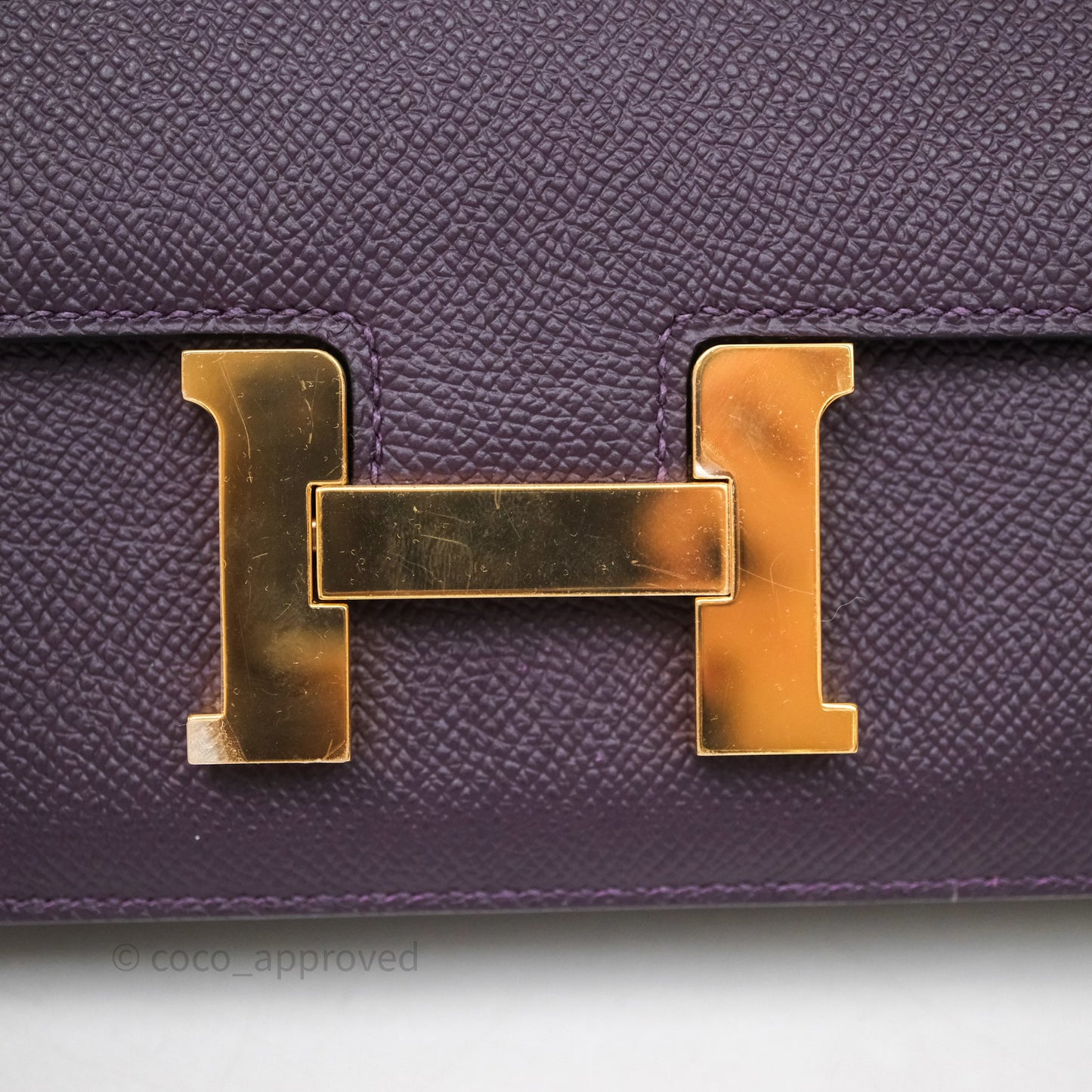 Hermès Constance Elan Raisin 59 Epsom Gold Hardware