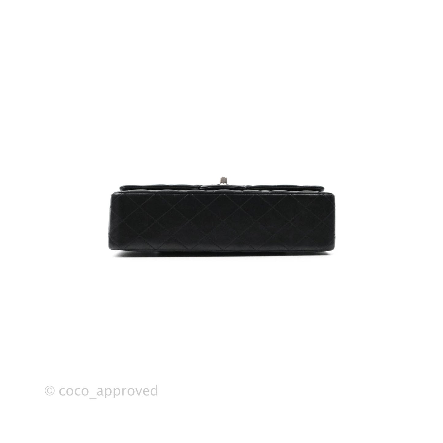 Chanel Classic M/L Medium Double Flap Black Lambskin Silver Hardware
