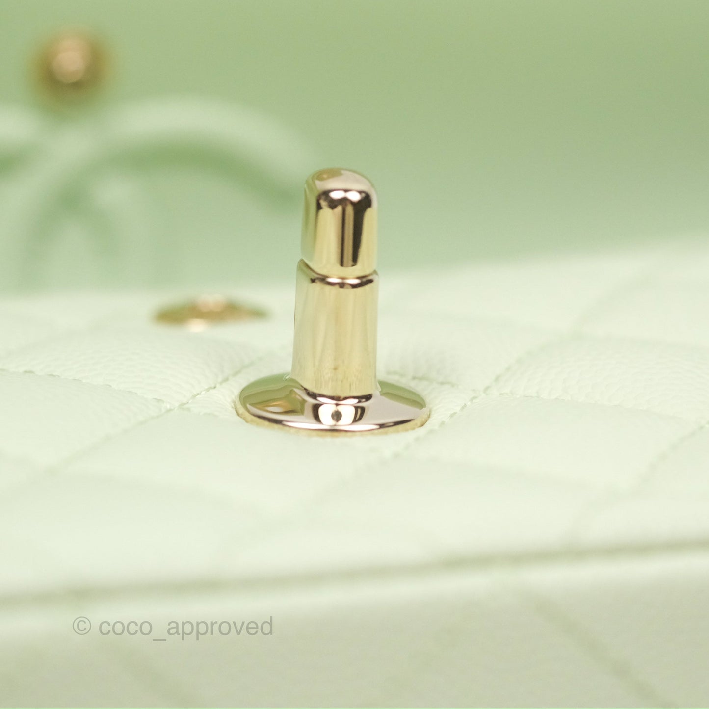Chanel Small Classic Quilted Flap Mint Green Caviar Gold Hardware 22C