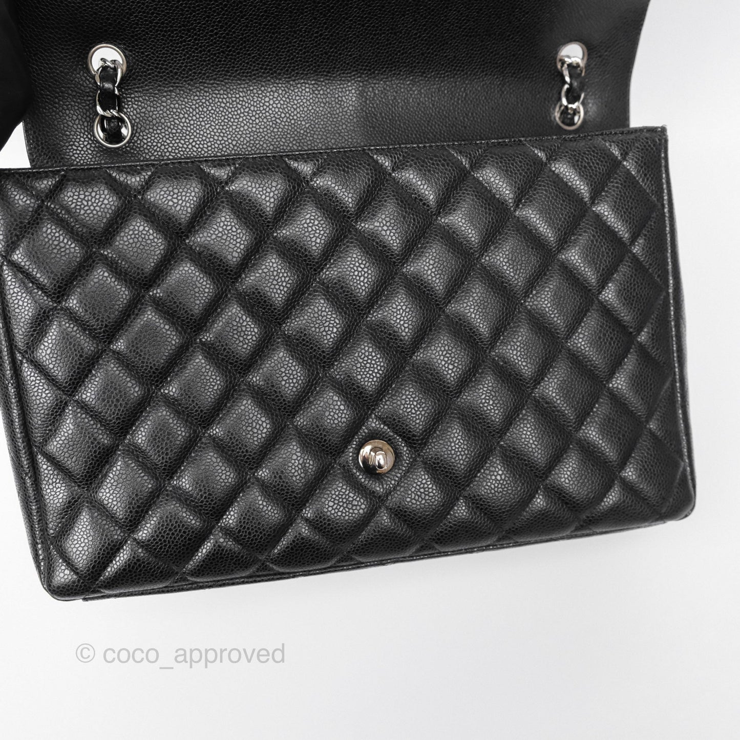 Chanel Maxi Single Flap Quilted Black Caviar Silver Hardware