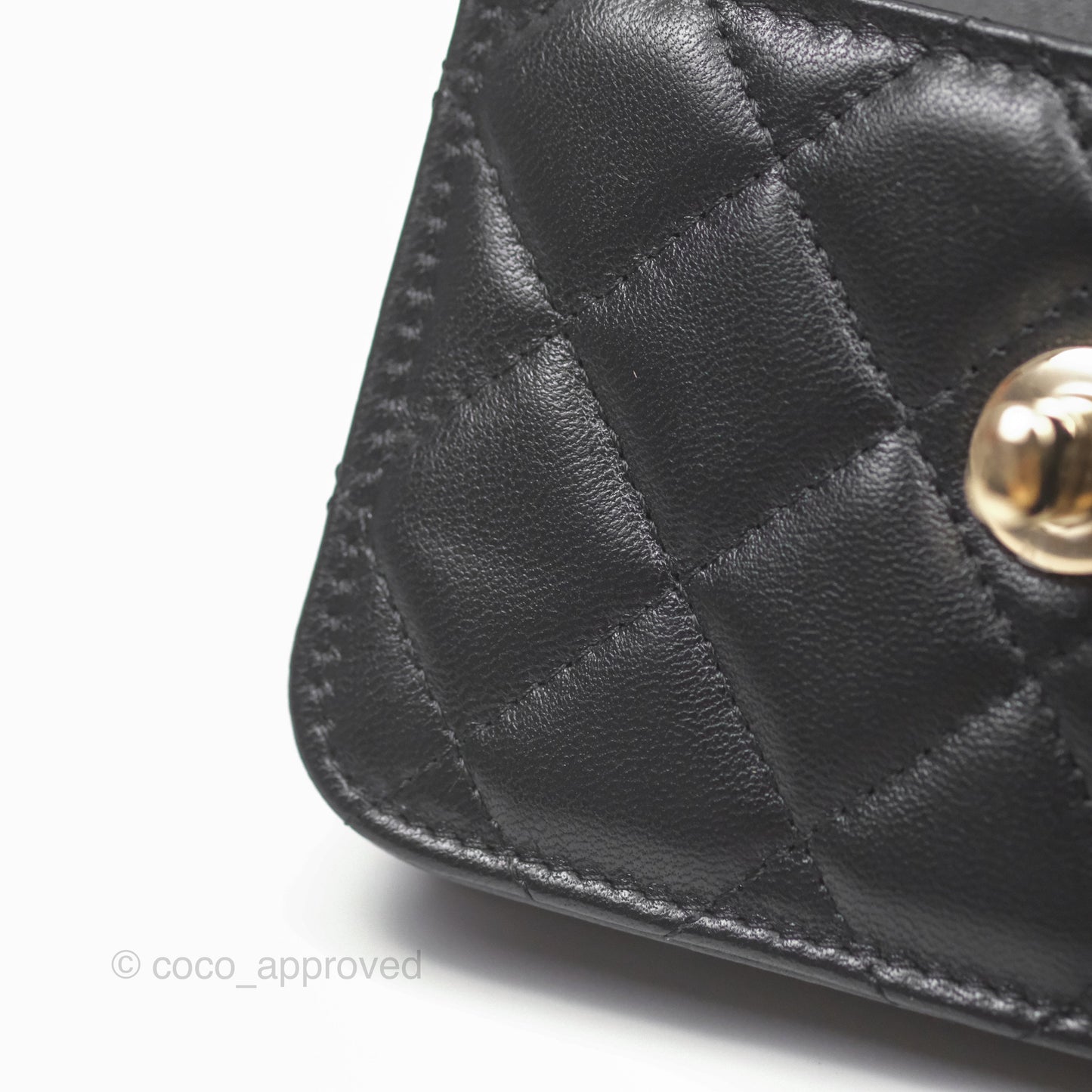 Chanel Mini Quilted Trendy CC Card Holder With Chain Black Lambskin Gold Hardware