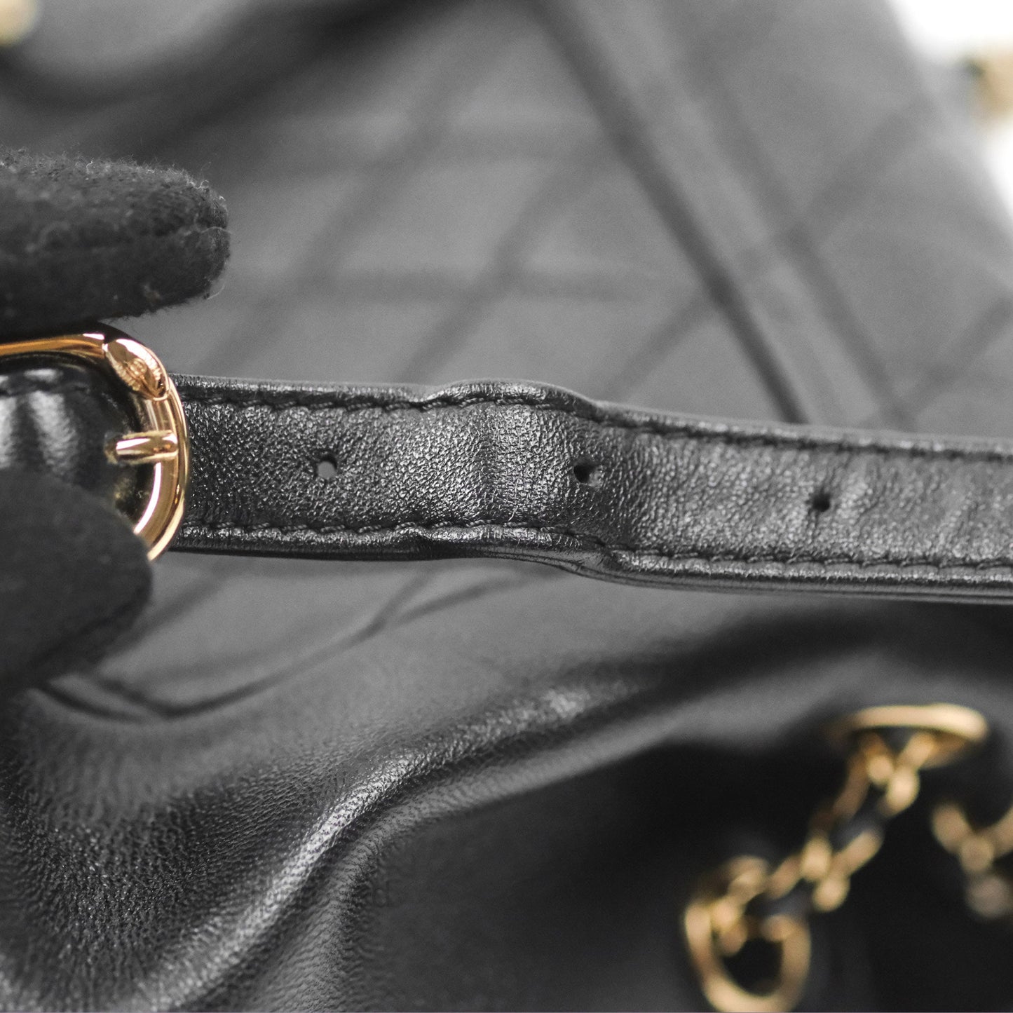 Chanel Quilted Small Duma Drawstring Backpack Black Lambskin Gold Hardware