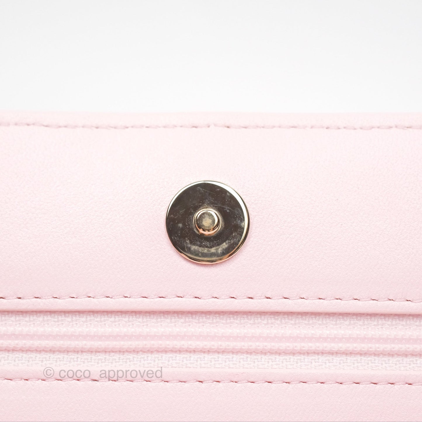 Chanel Wallet On Chain WOC Pearl Chain Iridescent Light Pink Lambskin Gold Hardware