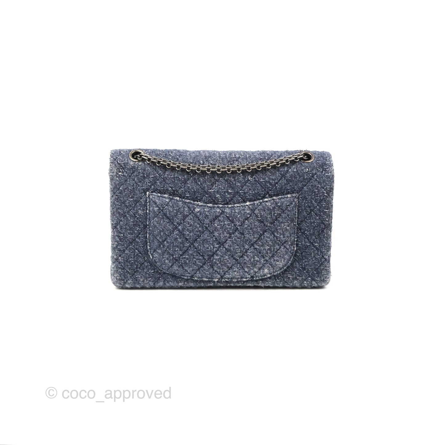 Chanel Reissue 226 Quilted Navy Tweed Ruthenium Hardware