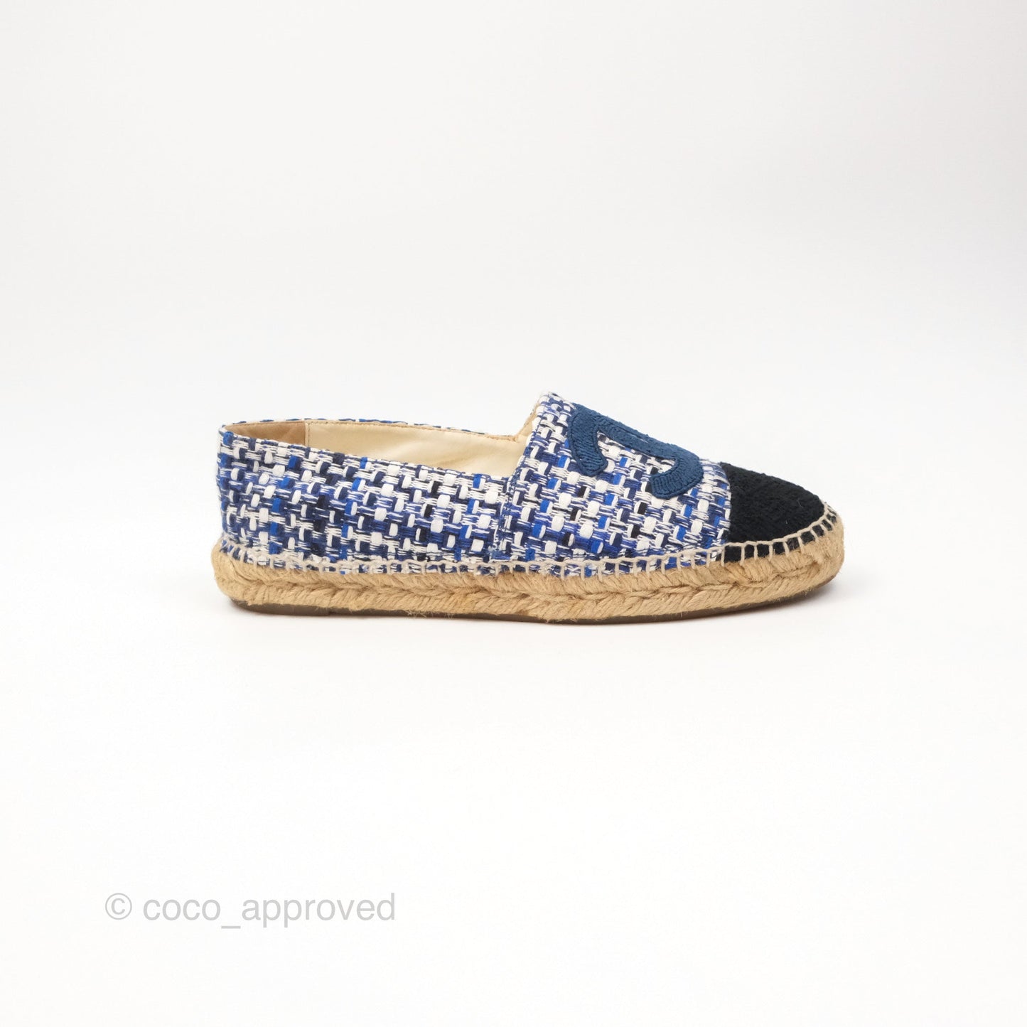 Chanel Espadrille Blue Tweed Size 38
