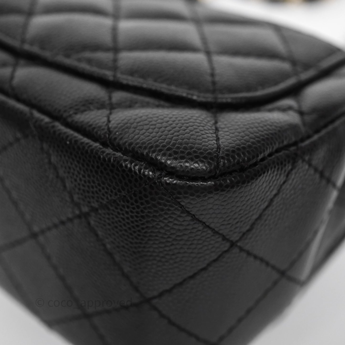 Chanel Mini Square Black Caviar Gold Hardware