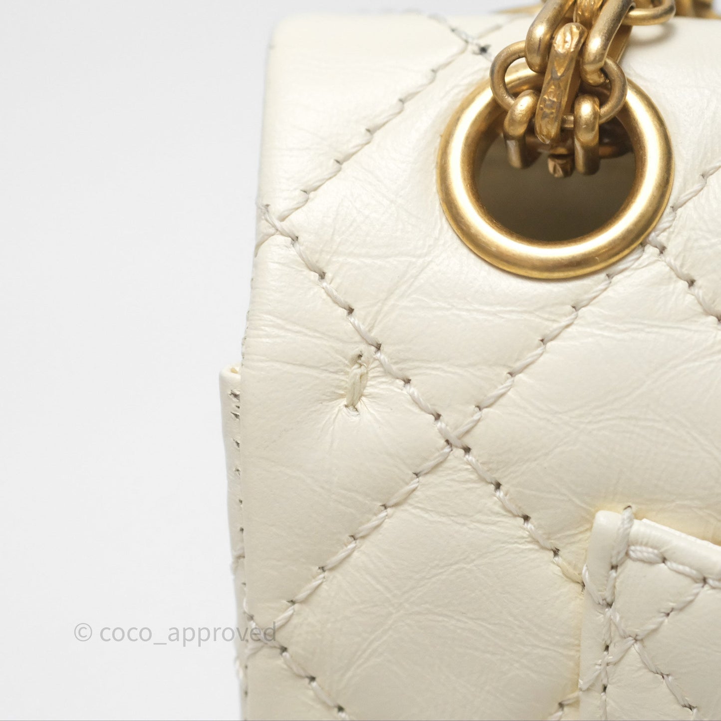 Chanel Mini Reissue 224 White Ivory Aged Calfskin Aged Gold Hardware