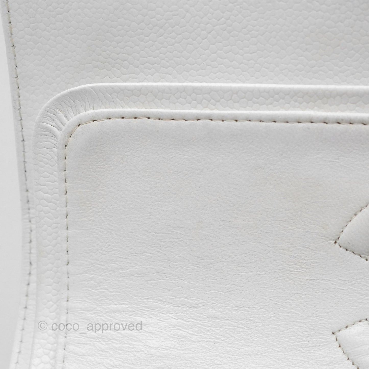 Chanel Classic M/L Medium Double Flap White Caviar Silver Hardware