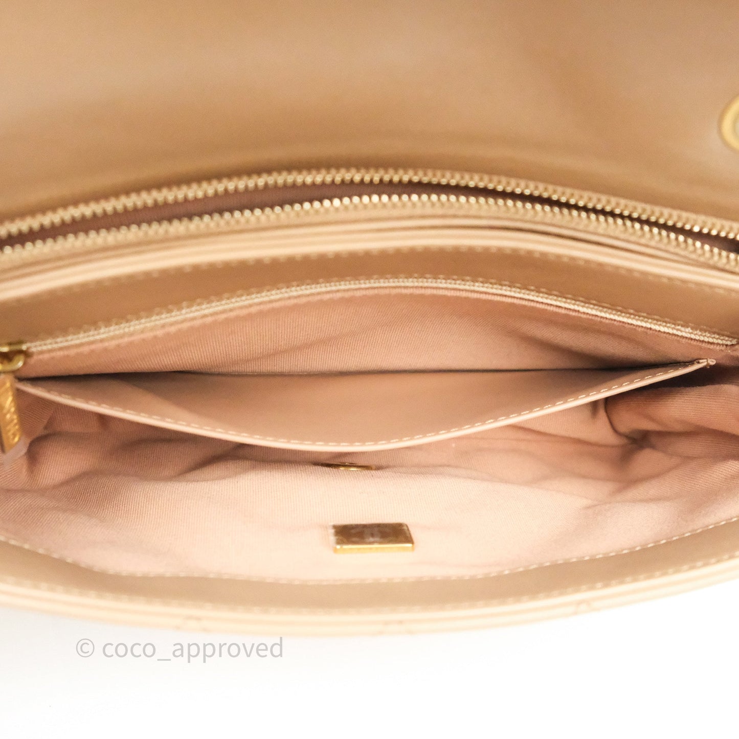 Chanel Medium All Slide Adjustable Chain Flap Bag Beige Lambskin Aged Gold Hardware