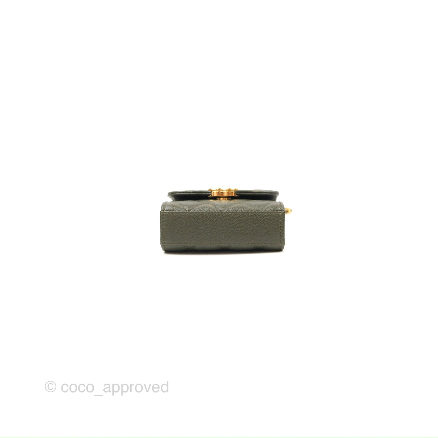 Chanel Coco First Mini Clutch On Chain Dark Olive Green Caviar Gold Hardware 22K