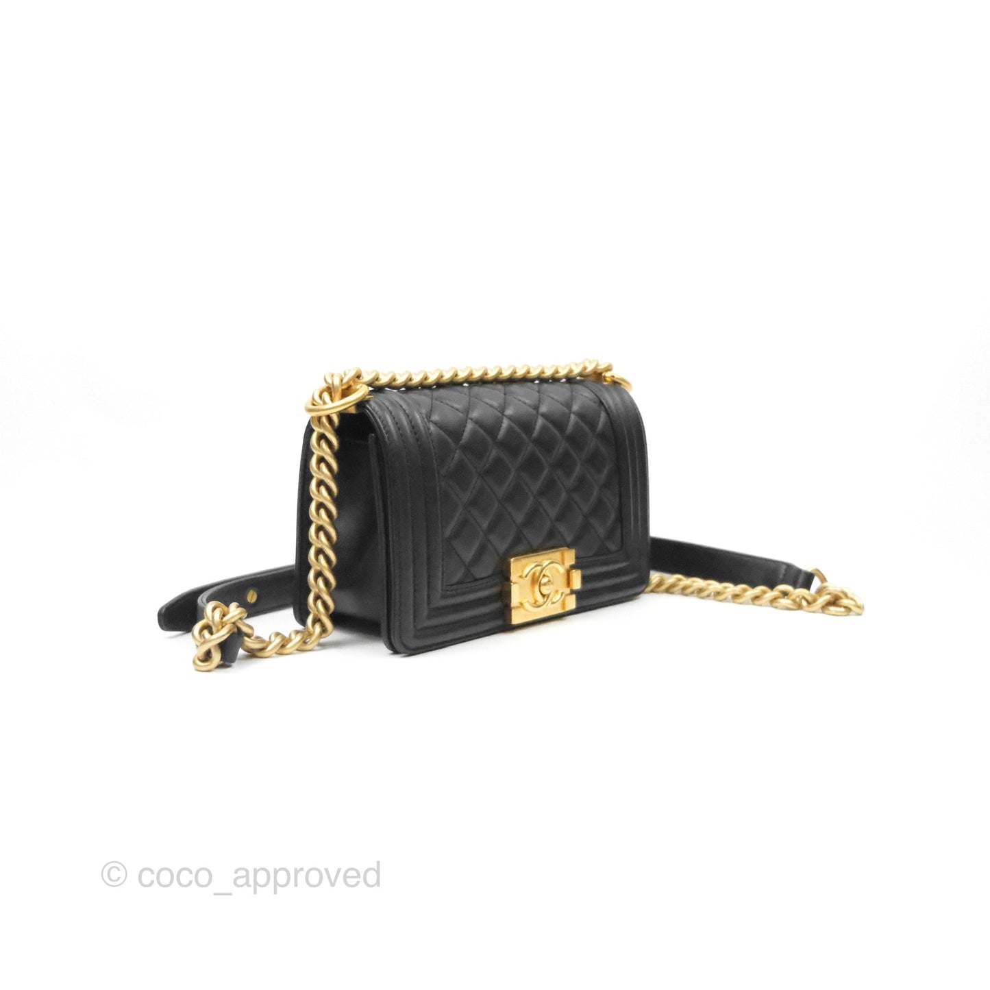 Chanel Small Boy Black Calfskin Gold Hardware