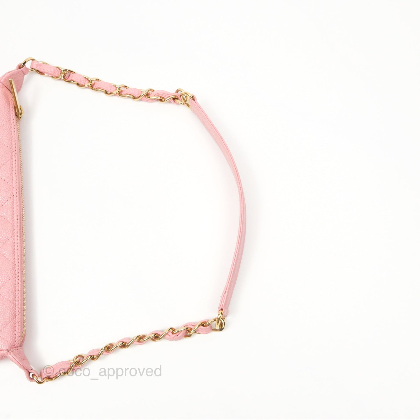 Chanel Vintage CC Quilted Shoulder Bag Pink Caviar Gold Hardware