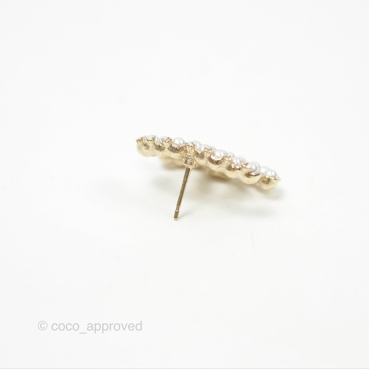 Chanel CC Crystal Pearl Earrings Gold Tone