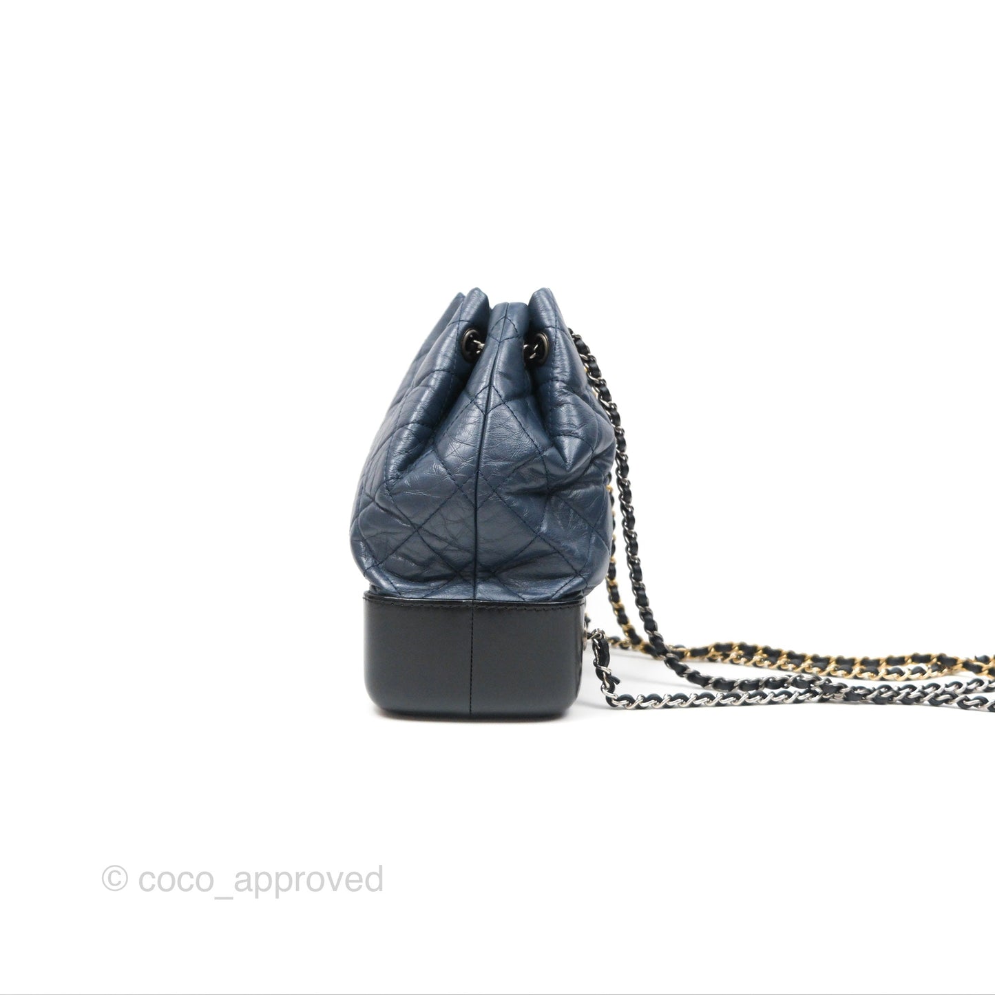Chanel Small Gabrielle Backpack Navy Black Aged Calfskin