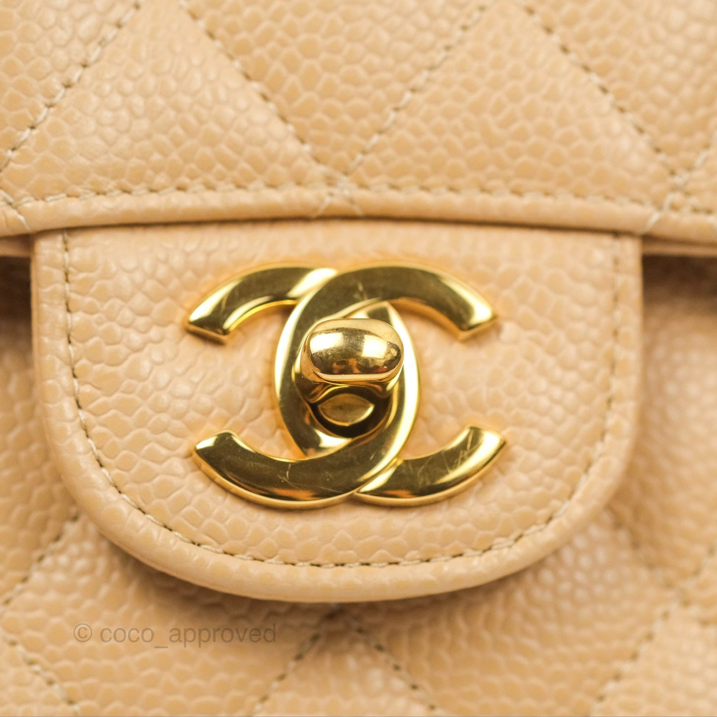 Chanel Small Quilted Classic Flap Beige Caviar Gold Hardware