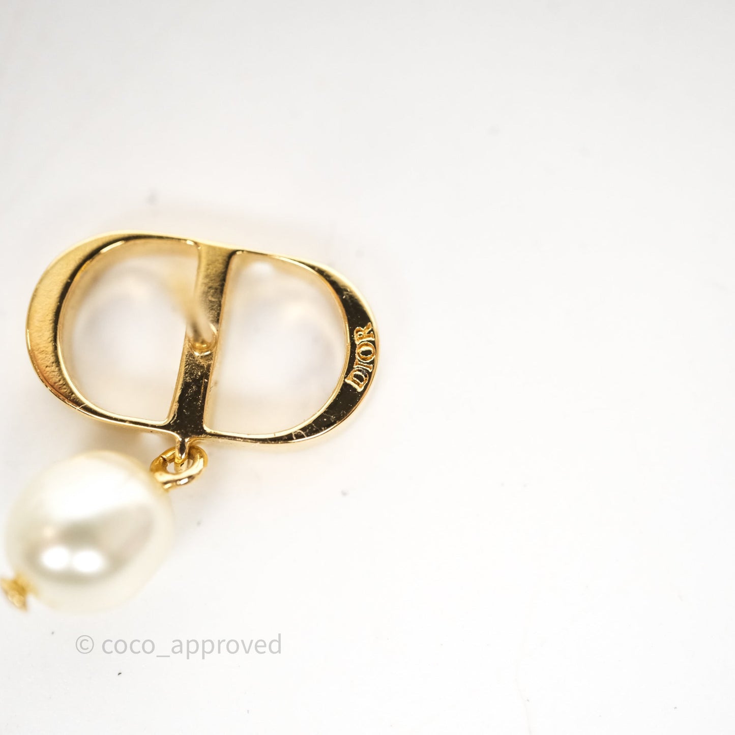 Christian Dior Petit CD Pearl Earrings Gold Tone