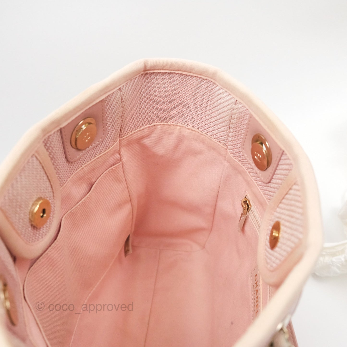 Chanel Small Vertical Deauville Canvas Pink Gold Hardware
