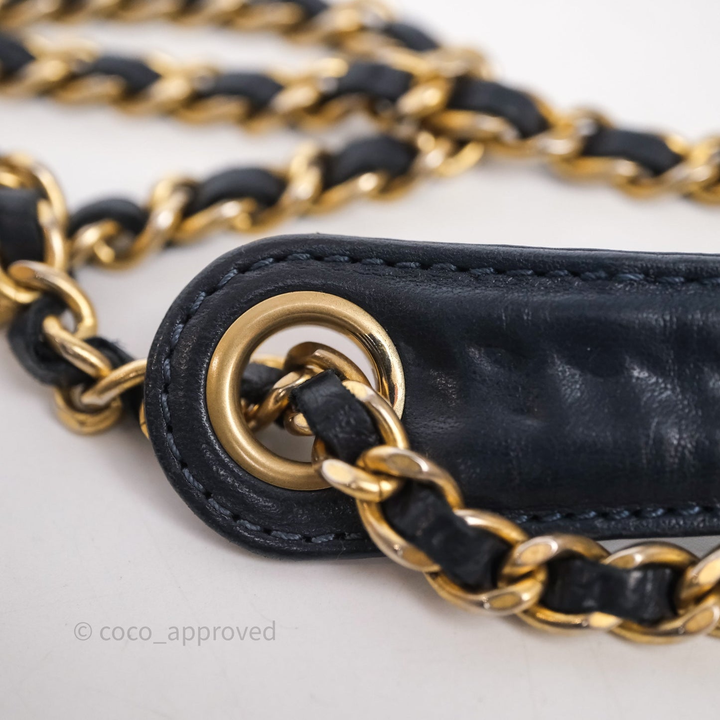 Chanel CC Camera Bag Quilted Navy Lambskin Aged Gold Hardware