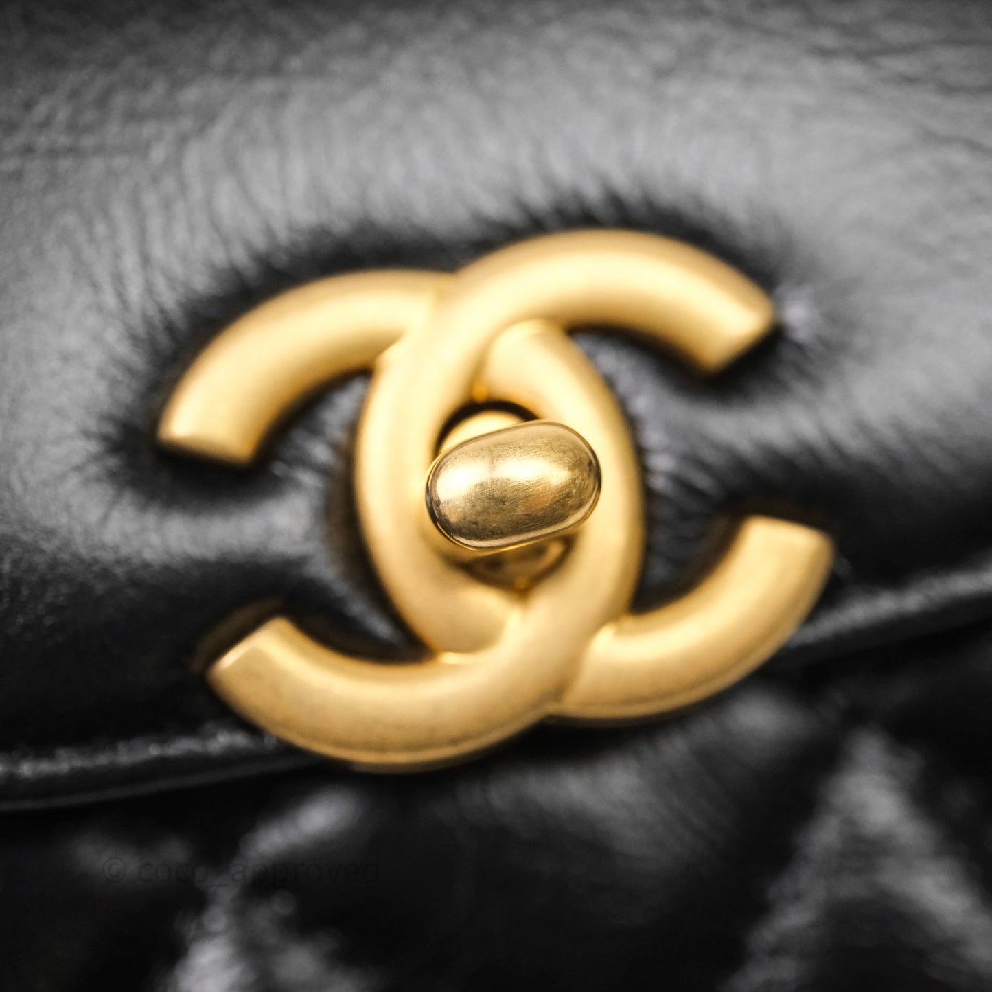 Chanel Kelly Bag Quilted Black Shiny Crumpled Calfskin Aged Gold Hardware