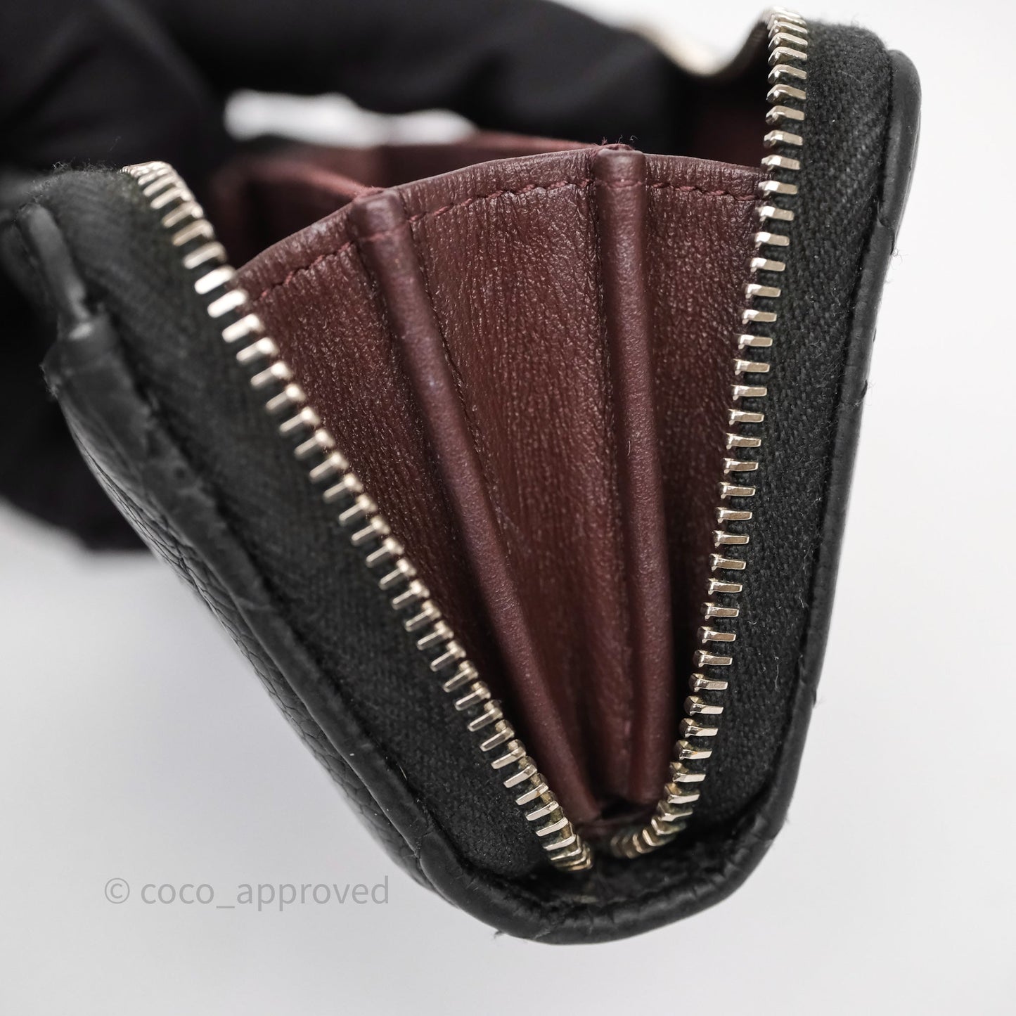 Chanel Classic Zipped Coin Purse Black Caviar Silver Hardware